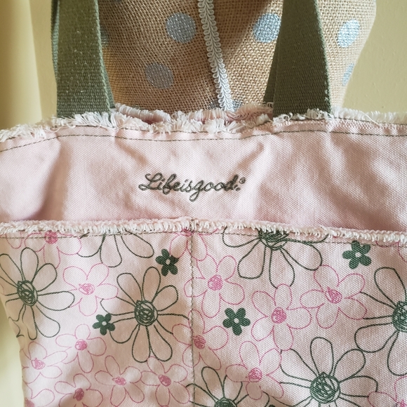 Life is Good flower power cotton tote - Picture 2 of 6